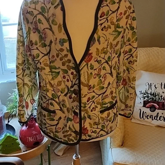 Geiger Collectins Floral Wool Cardigan Jacket - Picture 7 of 11